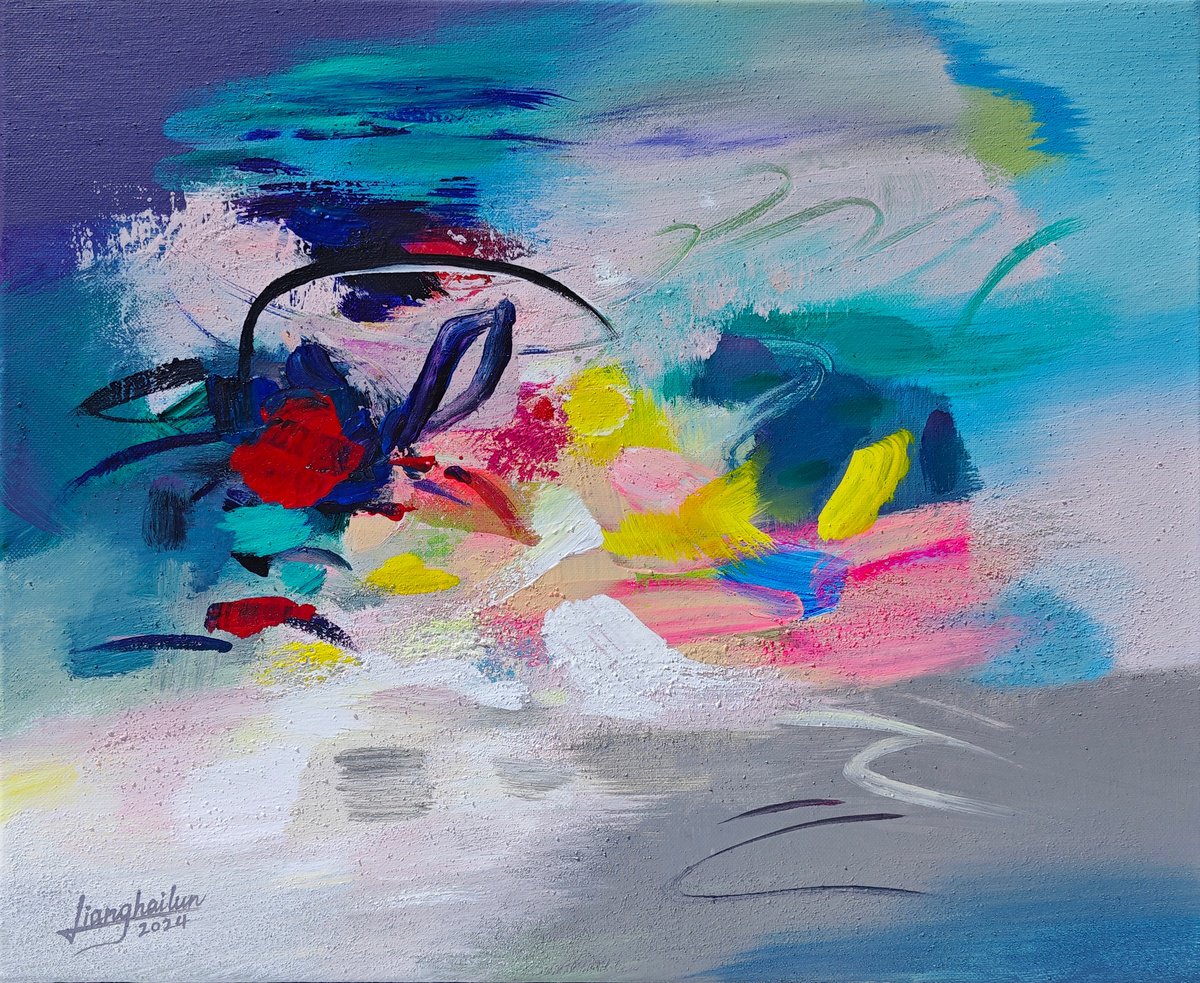 Abstract Acrylic Painting By Liang Hailun, 18 X 15", N°229, Original Artwork