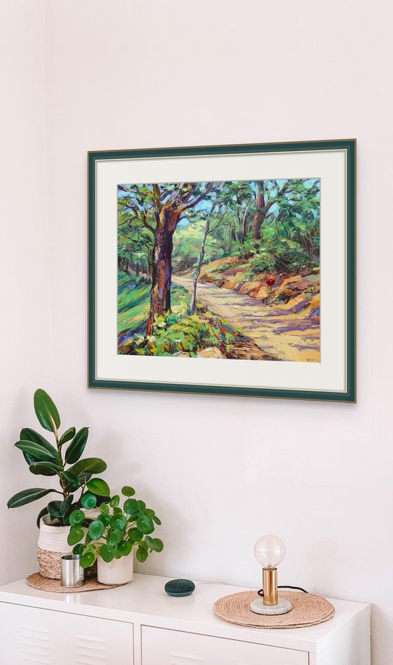 Summer Morning In The Woods | Forest Green Art | Sunlit Forest Trail