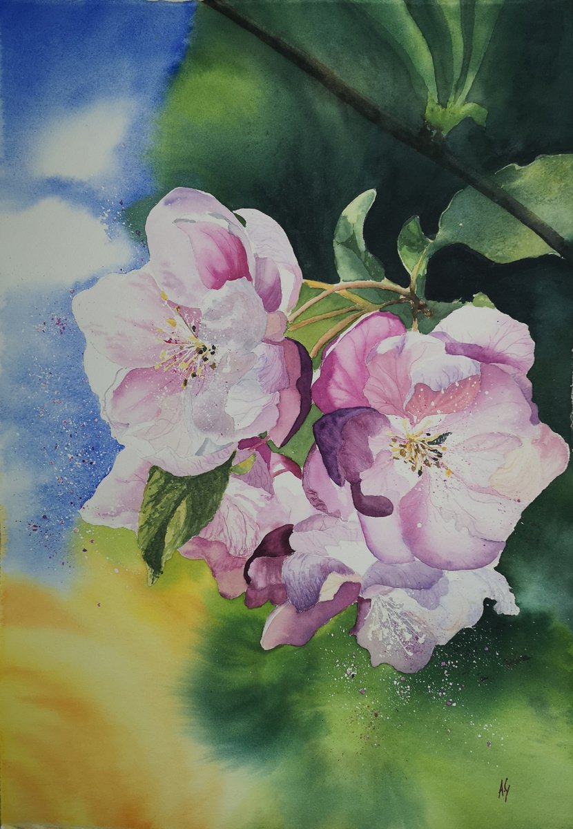Impressionistic Botanical Watercolour By Aneta Gajos, 15 X 22, Freshness, Original Artwork