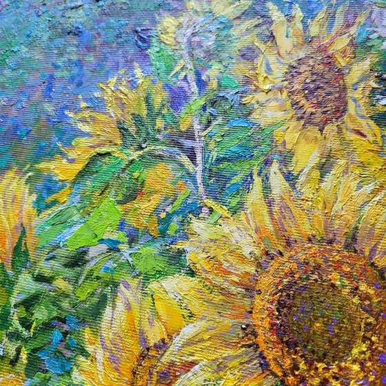 Sunflowers on the windowsill.