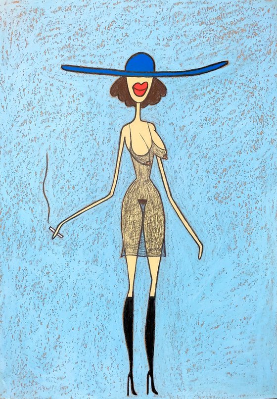 Lady with blue hat