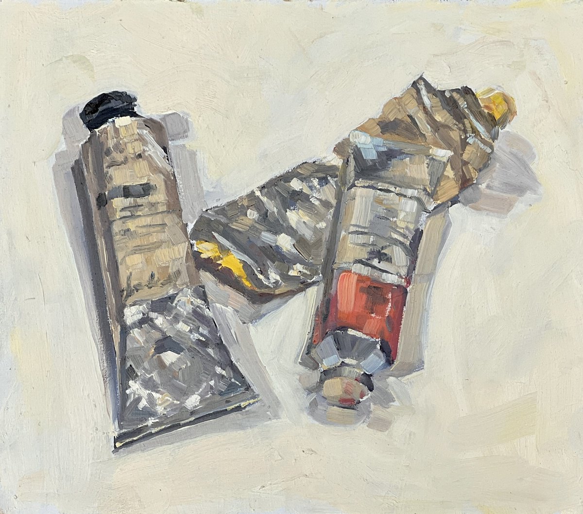 Impressionistic Still Life Oil Painting By Louise Gillard, 9 X 8", Paint Tubes, Original Artwork