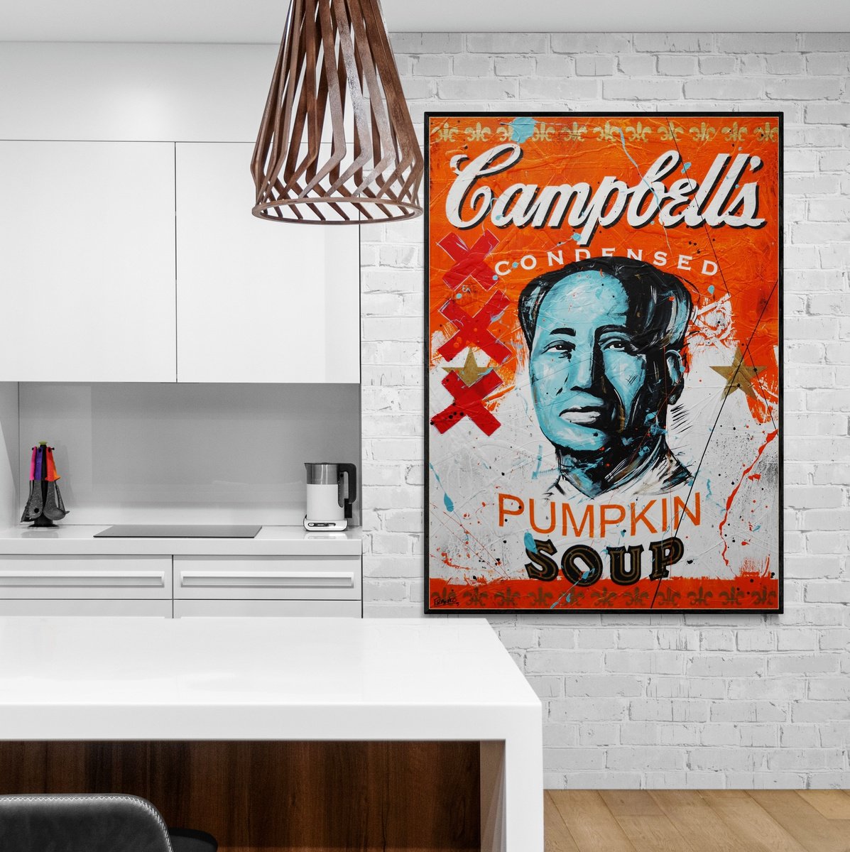 Urban And Pop Portrait Painting By Franko, 39 X 55, Mr Mao, Original Artwork