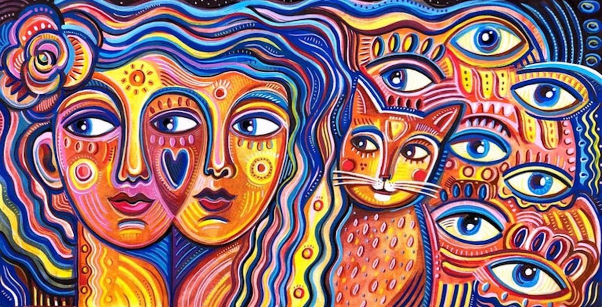 Impressionistic Portrait Acrylic Painting By Daria Kusto, 39 X 20, Rivers Of Love, Original Artwork