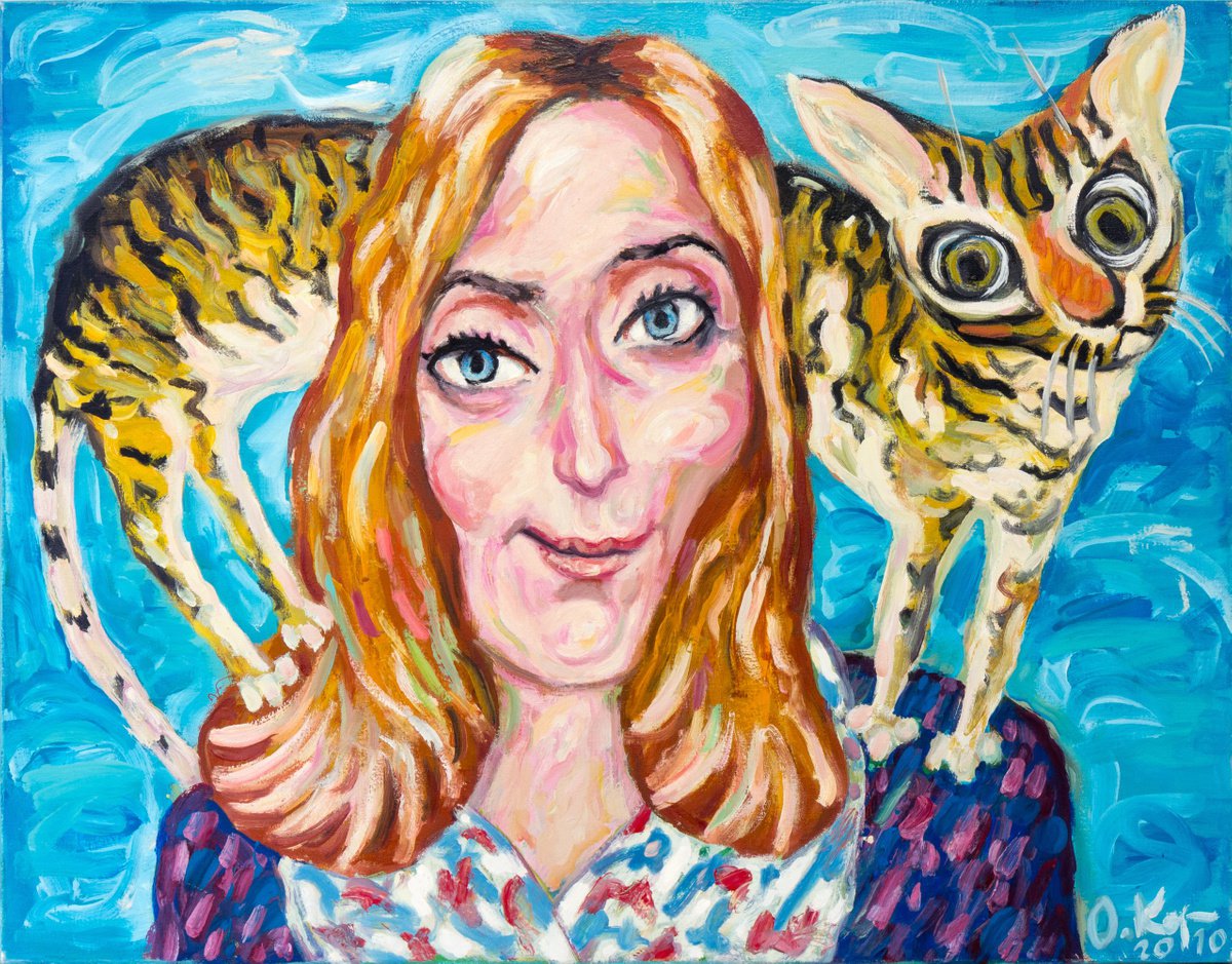Girl with a Cat 90х70 cm / 35,43x27,55 inch by Oleksandr Korol