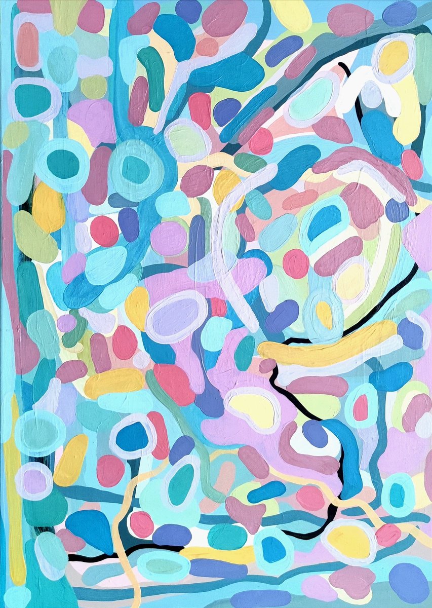 Organic Abstract Oil Painting By Chrissy Guest, 20 X 28, Moments, Original Artwork