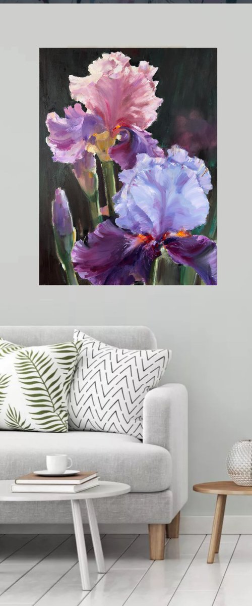 Luminous Irises by Olha Laptieva