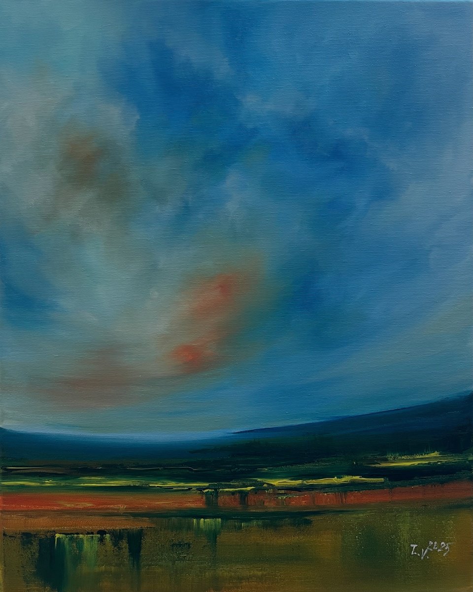 Impressionistic Landscape Acrylic Painting By Timea Valsami, 16 X 20", Marigold Fields, Original Artwork