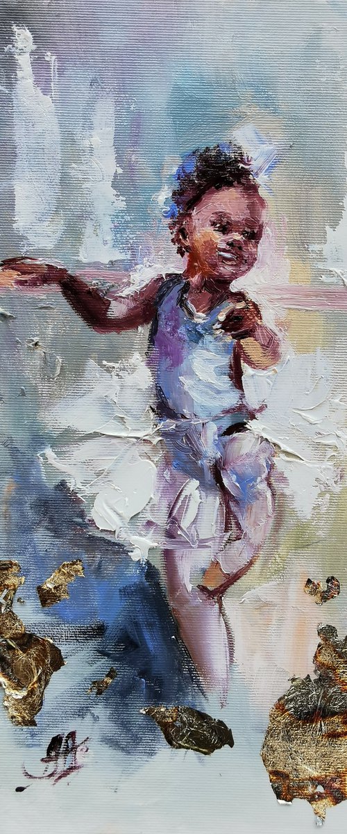 Ballerina painting, Ballet original art, Miniature painting by Annet Loginova