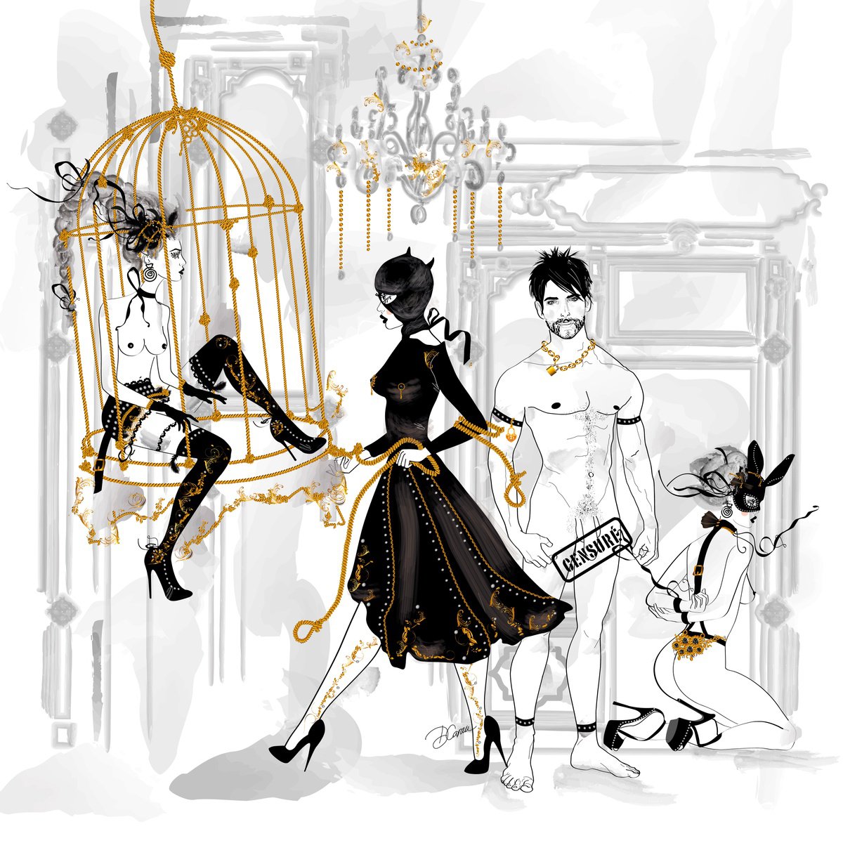 Illustrative Drawing , Elegance In Obedience By Artemisia, 22 X 22, Artwork For Sale On Artfinder