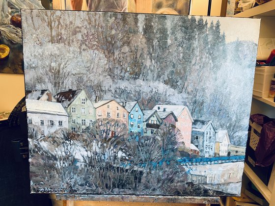 Colourful houses in the foot of the mountains