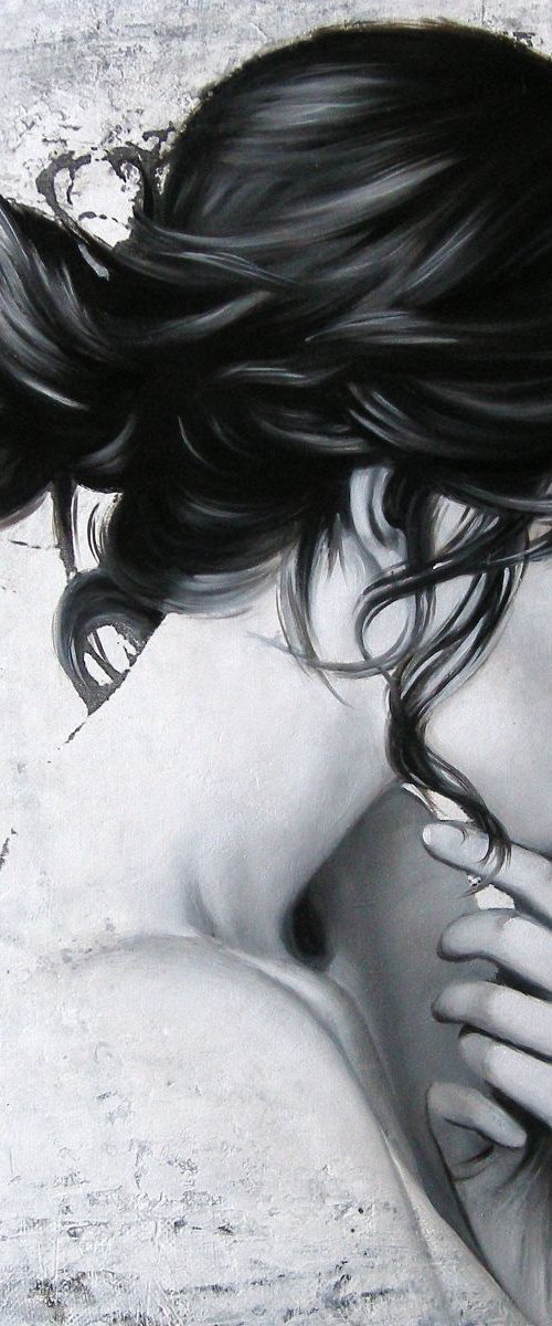DREAMING OF YOU (Abstract Portrait palette knife original oil painting) by Yaroslav Sobol