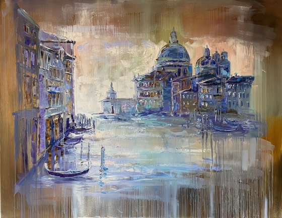 "Venice view". Original oil painting abstract. XXL