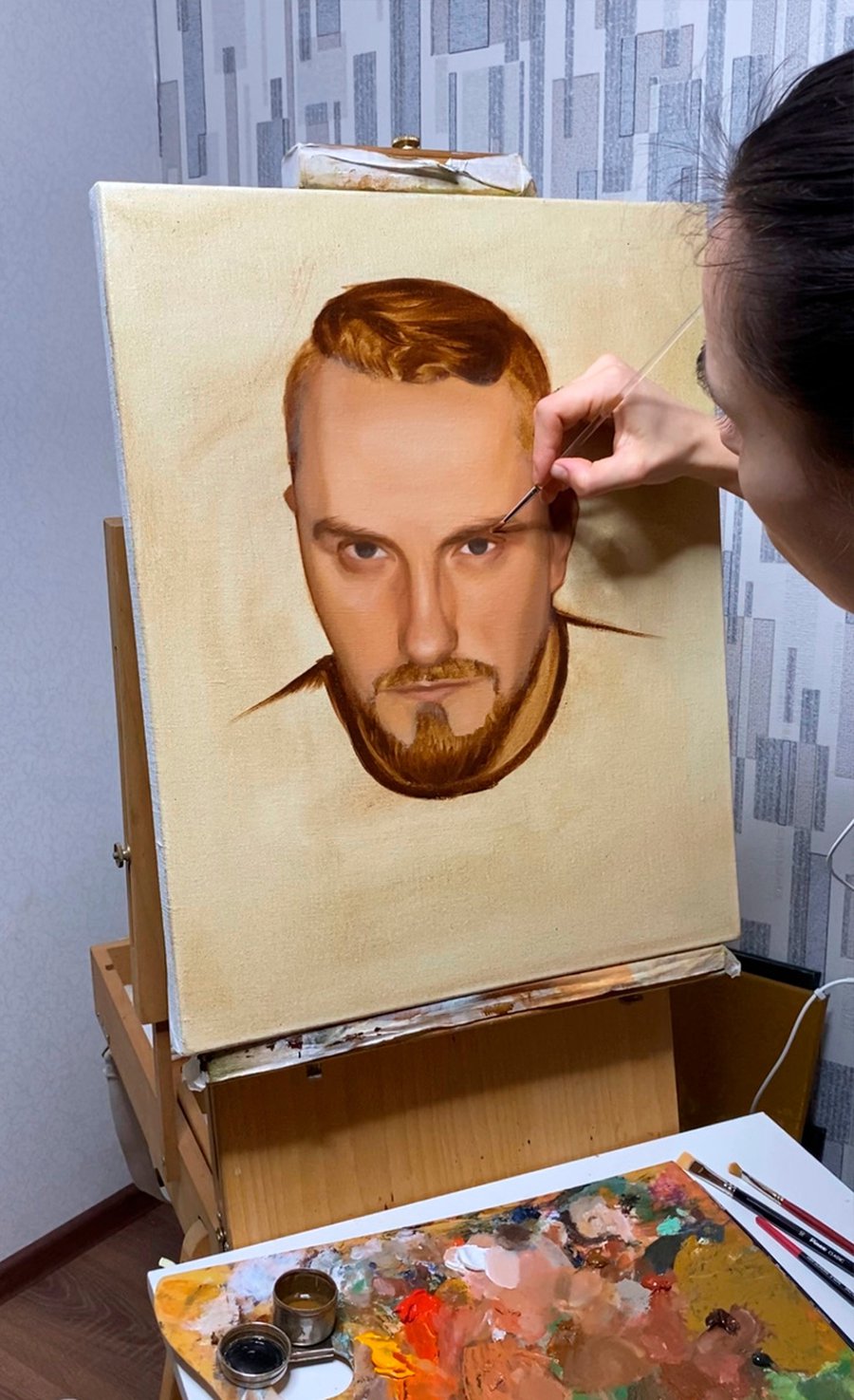 Commission portrait painting / Portrait of my husband Oil painting by