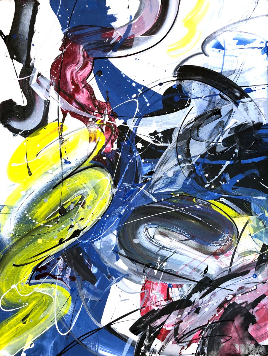 Abstract Painting By Evgenia Makarova, 24 X 31, Abstract Rhapsody 3, Original Artwork