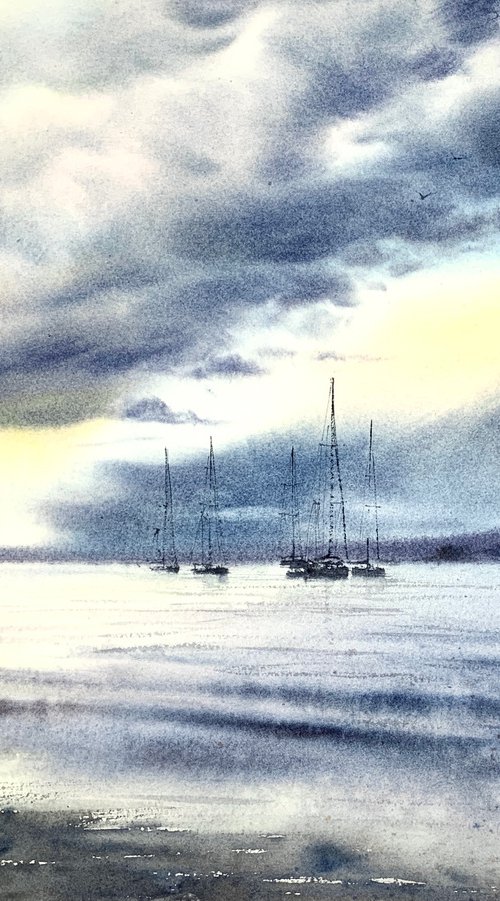 Yachts at anchor #7 by Eugenia Gorbacheva