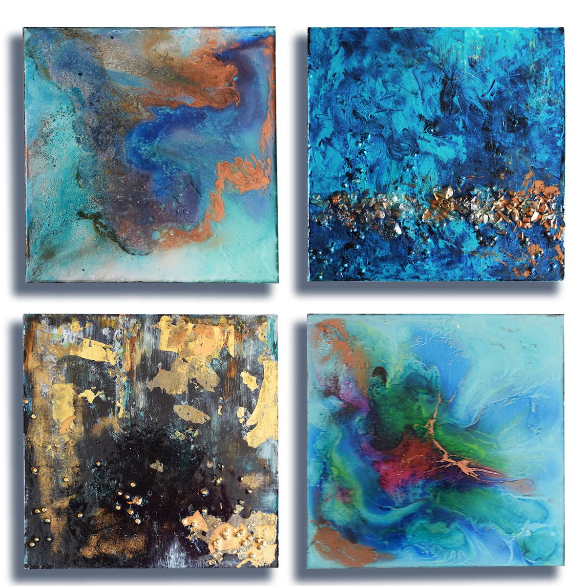 Abstract Landscape Painting By Anna Sidi-Yacoub, 31 X 31, Night Lights, Original Artwork