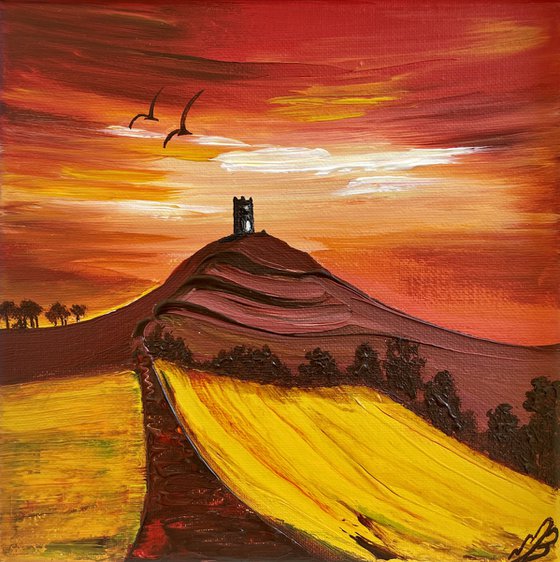 Red Sky over Glastonbury Tor