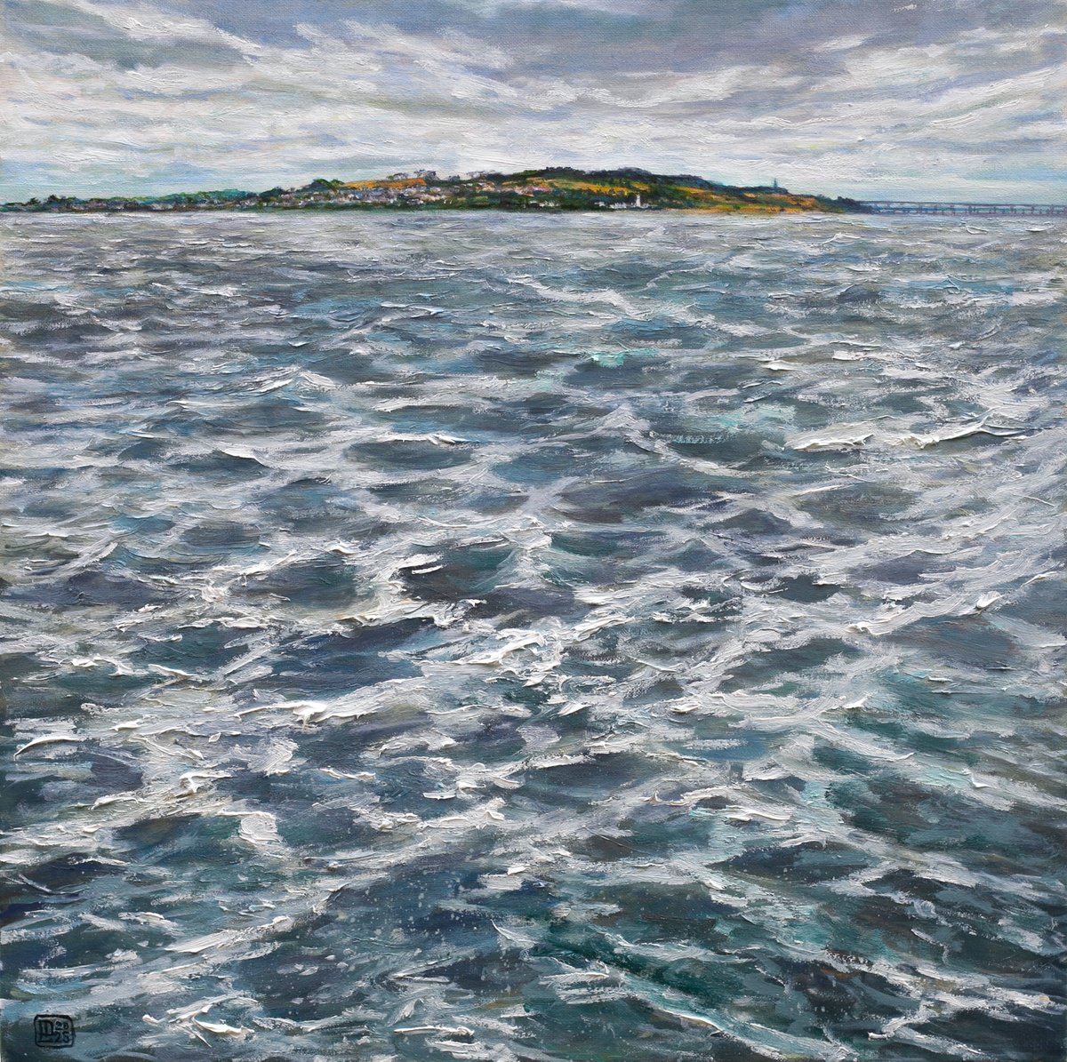 Impressionistic Landscape Oil Painting By Liudmila Pisliakova, 16 X 16", Across The Tay, Original Artwork