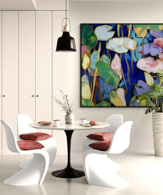 Water Lilies in Midnight Blue #1