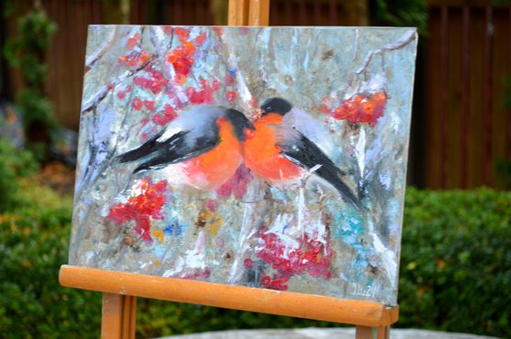 Happy bullfinches