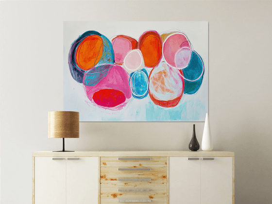 Colorful circles on white