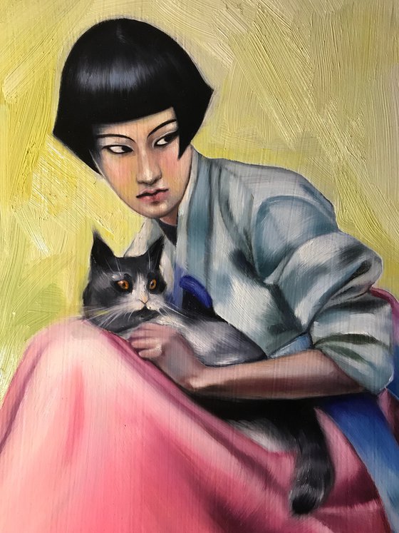 Girl with a cat