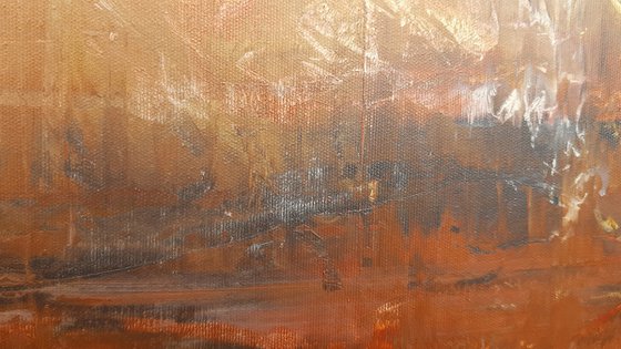 Born again - golden, copper, silver abstract painting