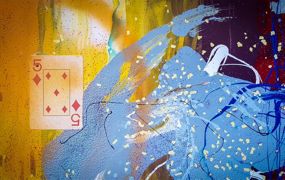 -Time for poker- Abstract Alkyd Gloss Enamel with Playing Cards.
