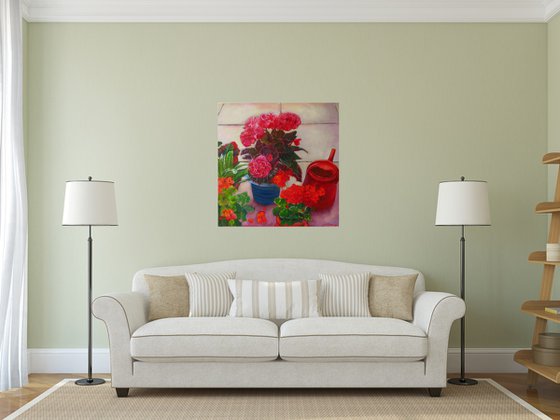 Geraniums and Begonias
