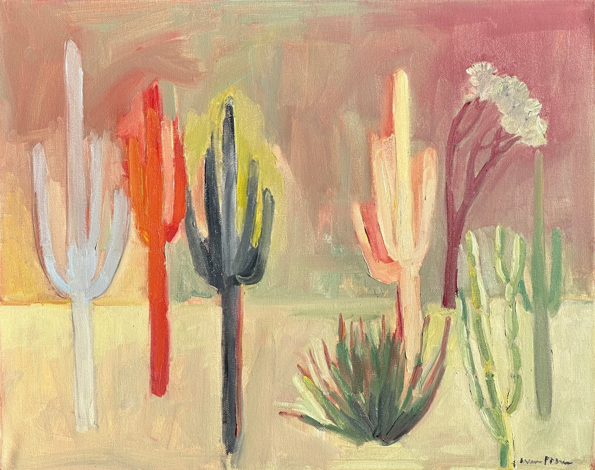 Impressionistic Abstract Oil Painting By Arun Prem, 24 X 18, Summer In The Desert, Original Artwork