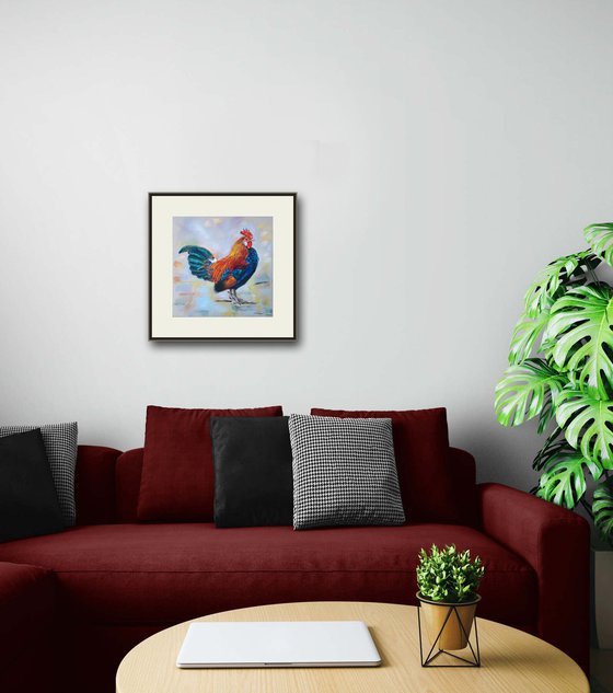 Rooster. Bright, beautiful bird, a gift for him