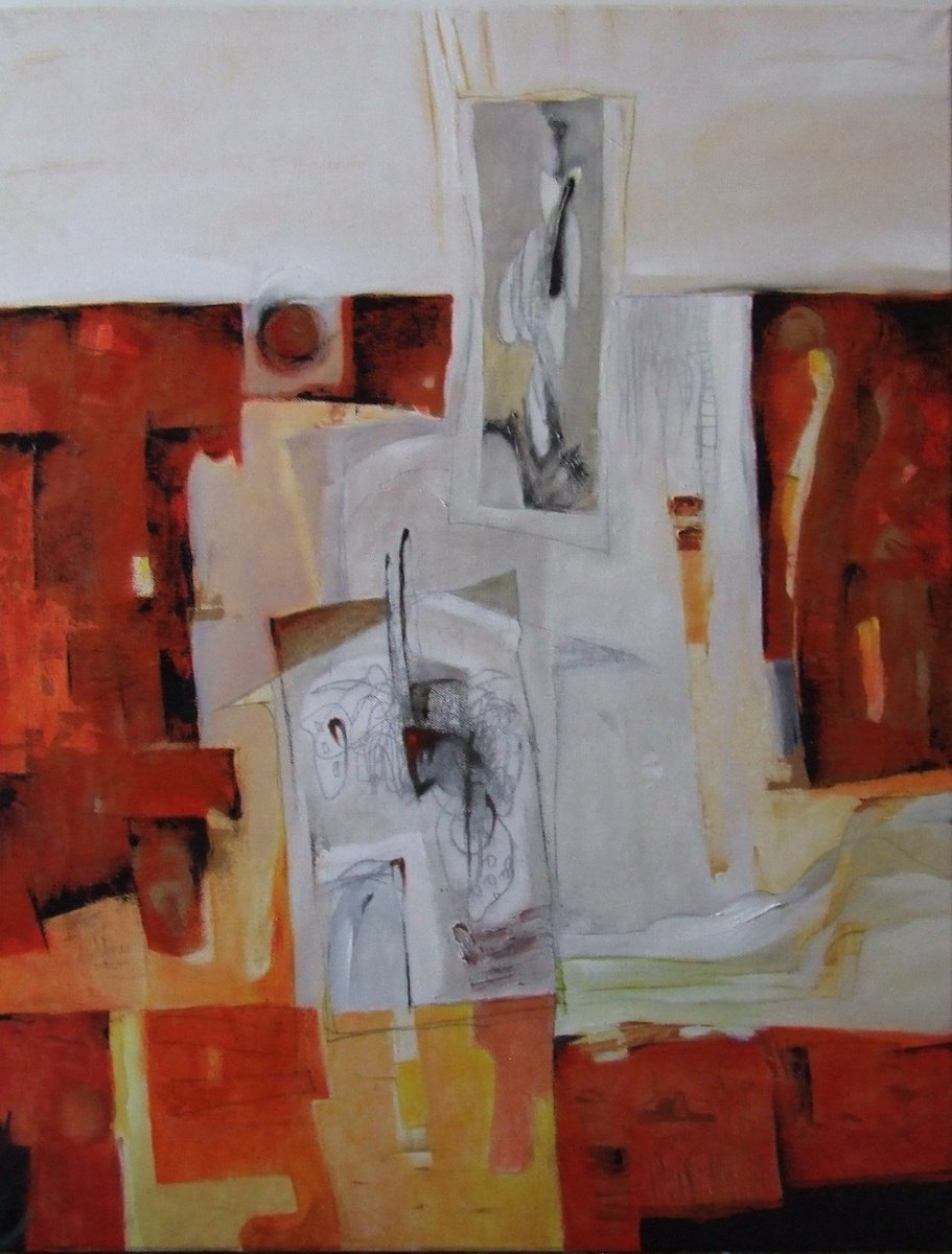 Abstract Oil Painting By Csaba Csendes, 23 X 30, A Ki?vulallo, Original Artwork