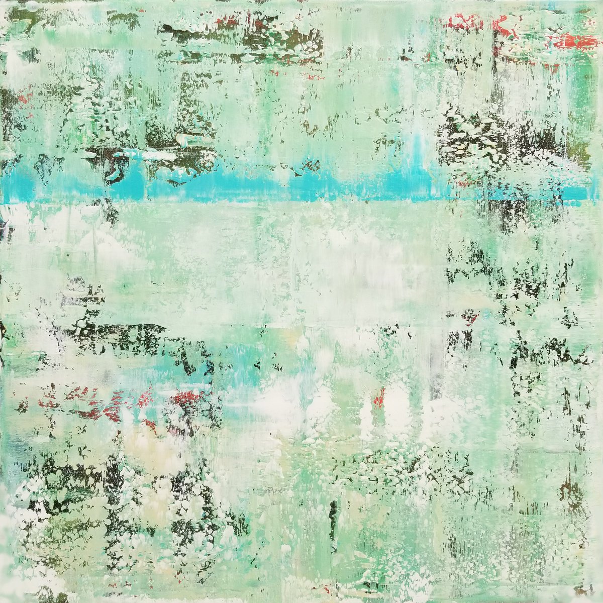 Organic Landscape Acrylic Painting By Chris Carbone, 48 X 48, Clear Frequency, Original Artwork