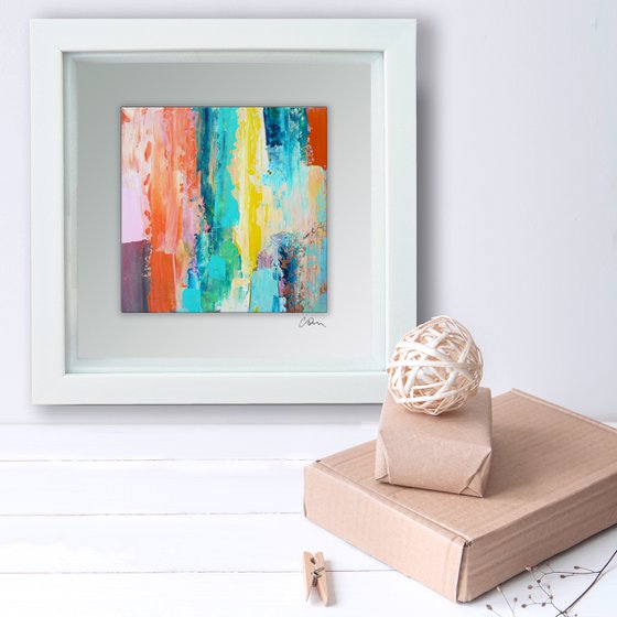 Framed ready to hang original abstract  - Chasing rainbows #1