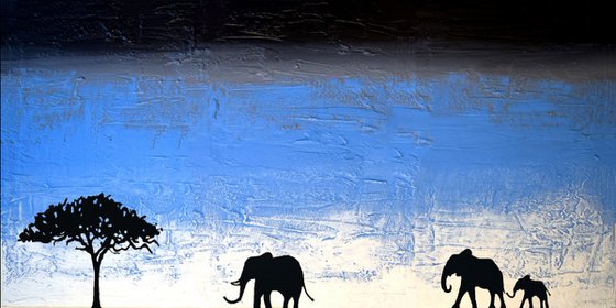 Elephants on Blue
