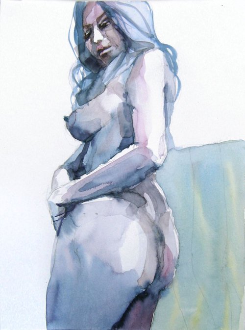 nude standing pose by Goran Žigolić Watercolors