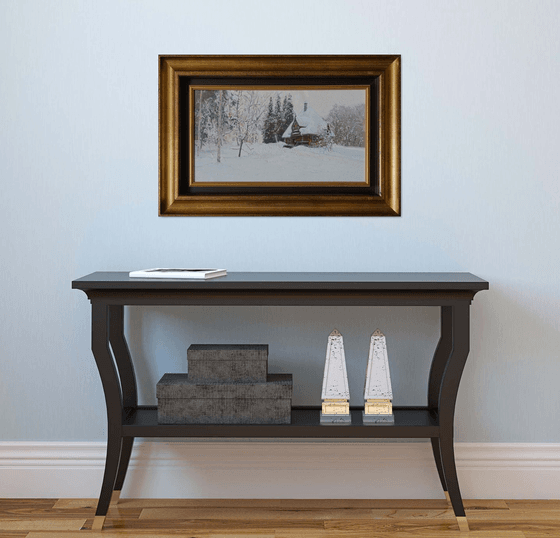 Teremok bathhouse in Abramtsevo in winter