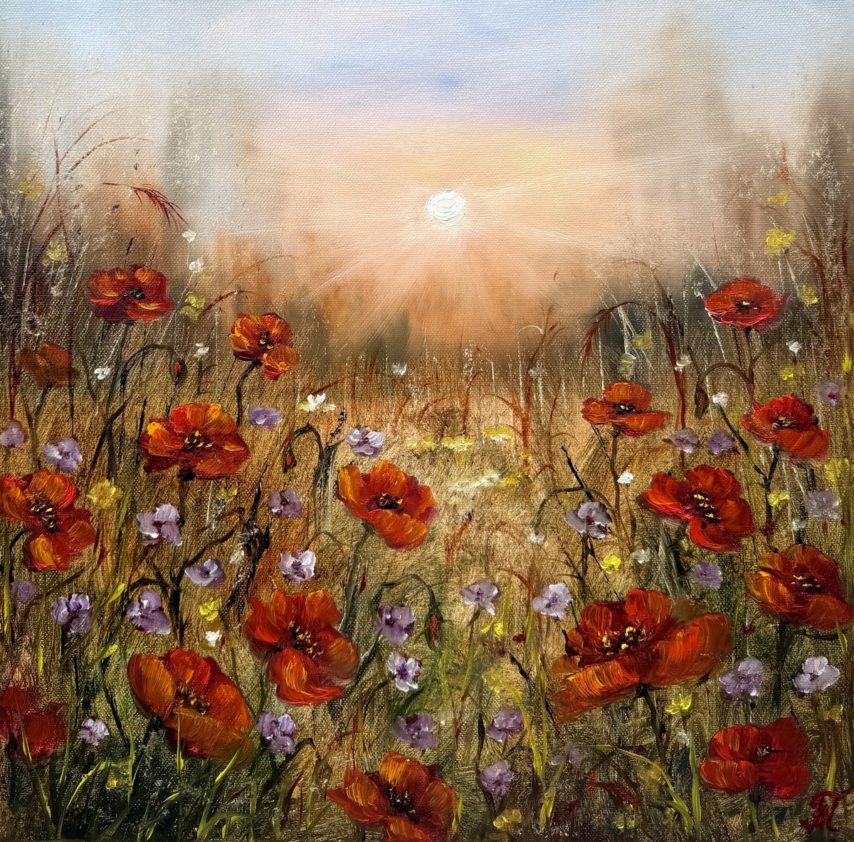 Red Poppies By Tanja Frost, 16 X 16, Artwork For Sale On Artfinder