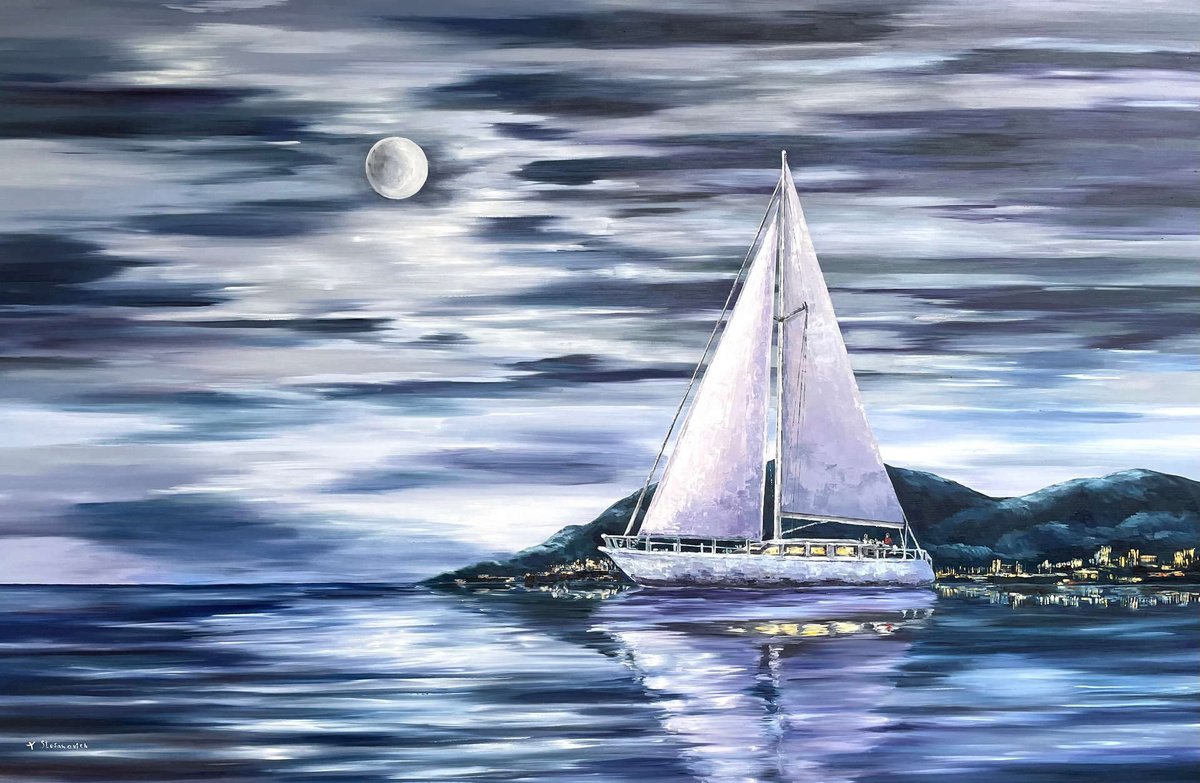 Moon Sailboat by Tanya Stefanovich