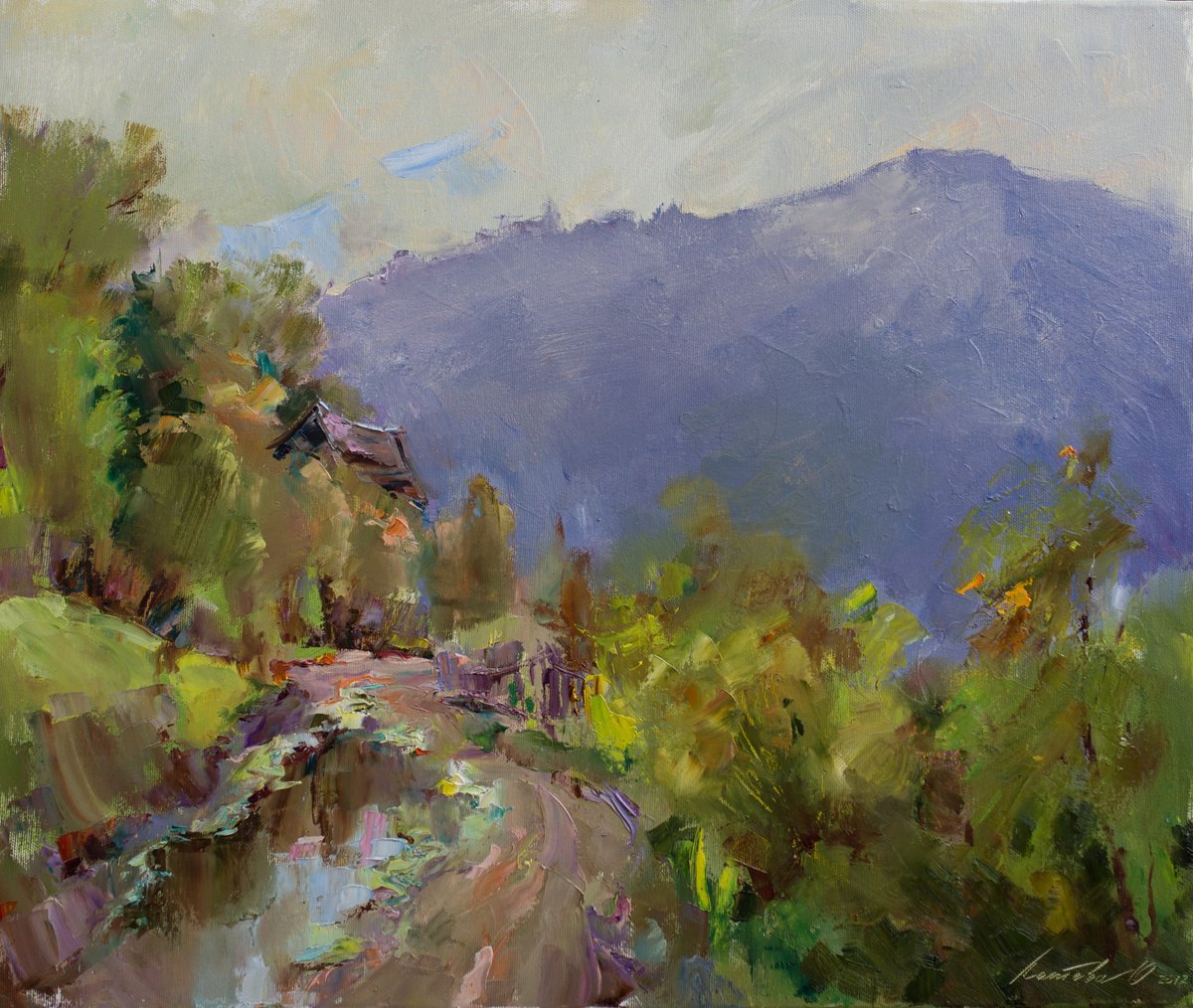 Impressionistic Landscape Oil Painting By Olha Laptieva, 24 X 20", After Rain In The Mountains, Original Artwork