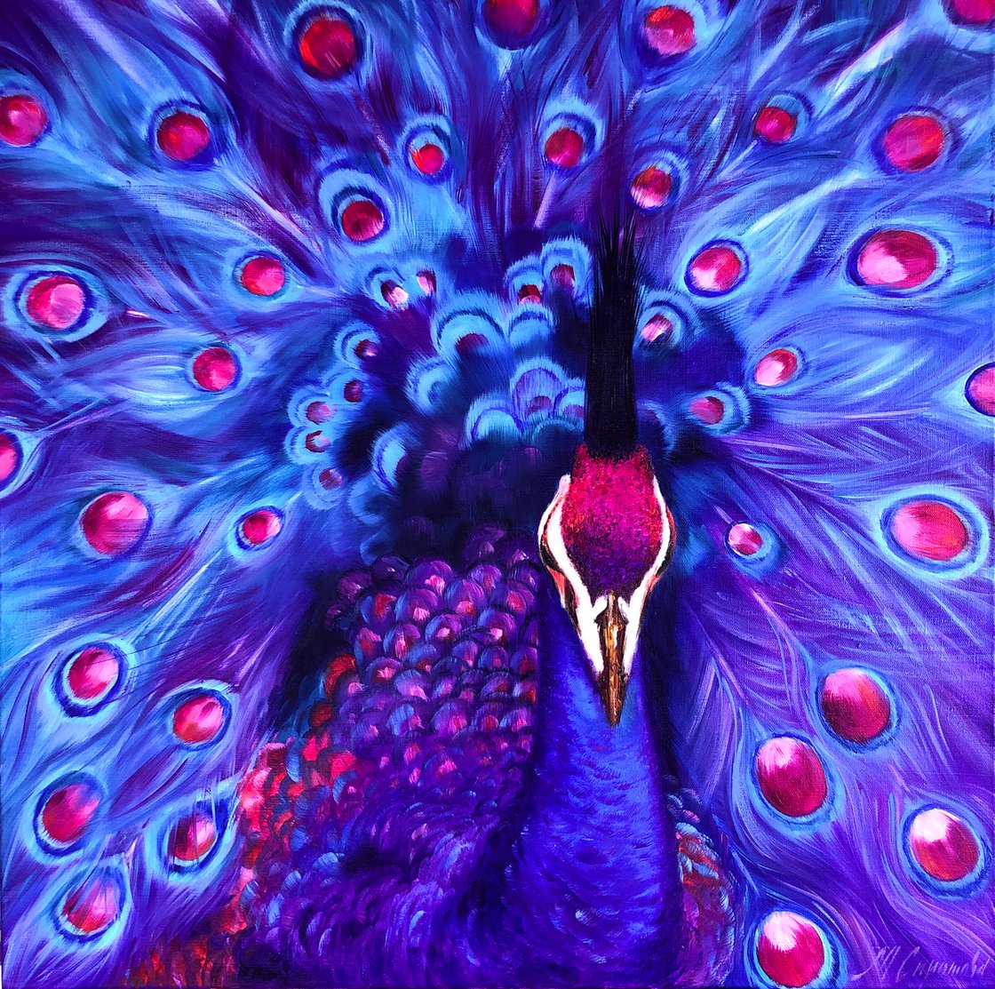 Wall Art Print  Love's Vibrant Peacock: Colorful Texture