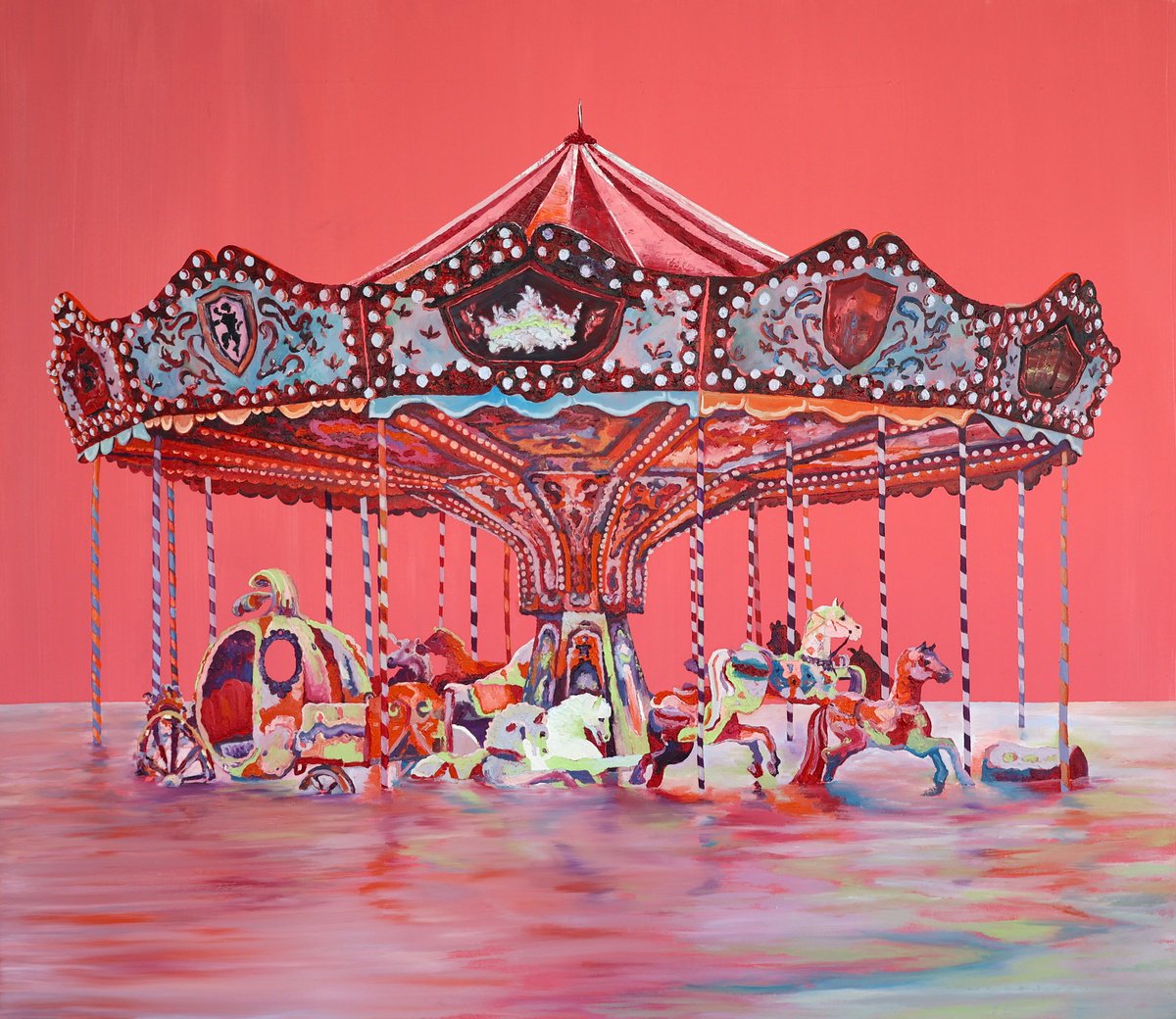 Urban And Pop Landscape Oil Painting By Dominic Virtosu, 59 X 51, It