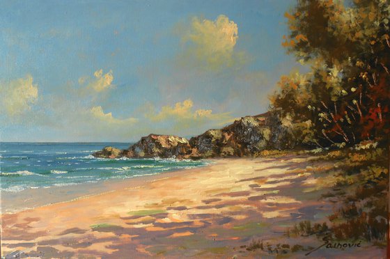 Shadows of the summer, seascape, modern impressionism, beach, 30 % DISOUNT