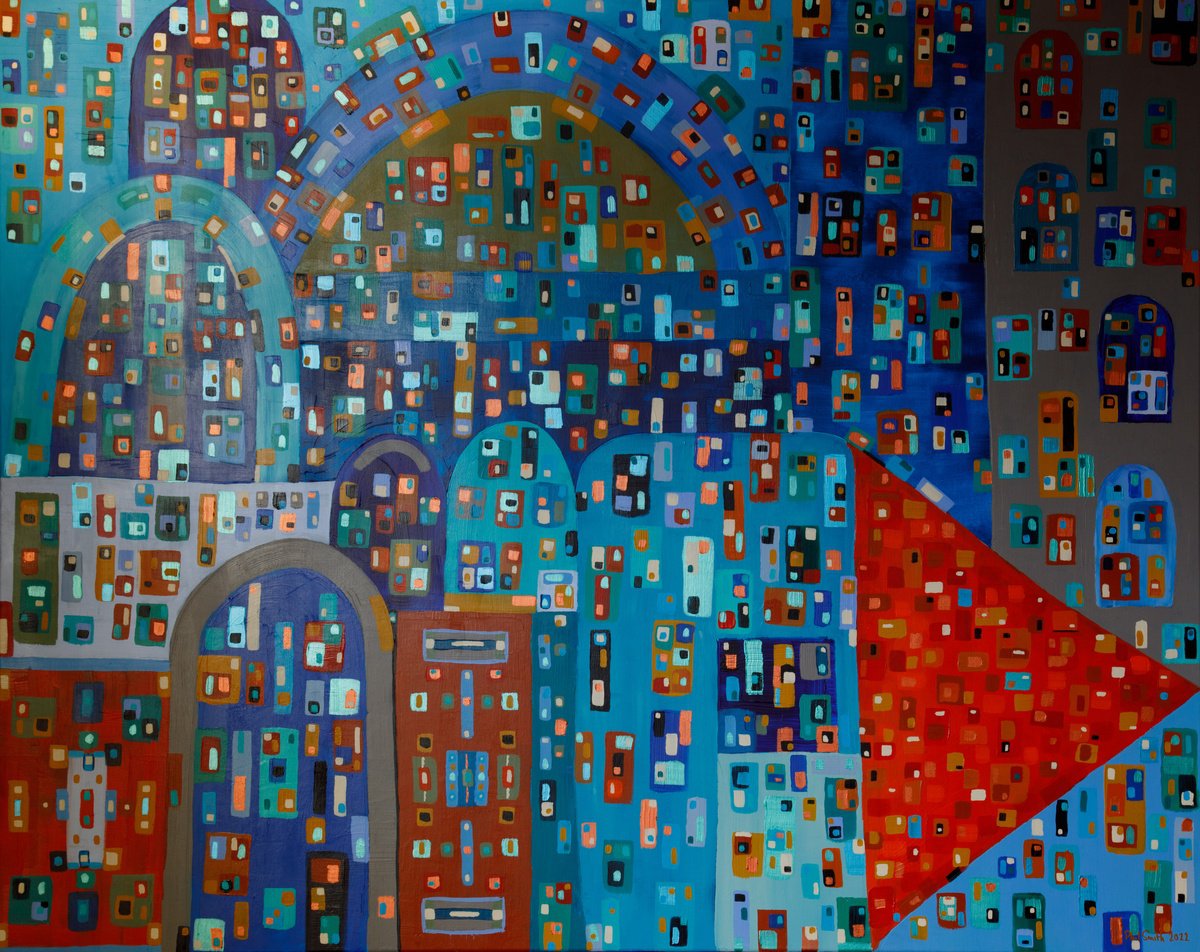 Organic Abstract Acrylic Painting By Phil Smith, 61 X 50", Morocco 2, Original Artwork