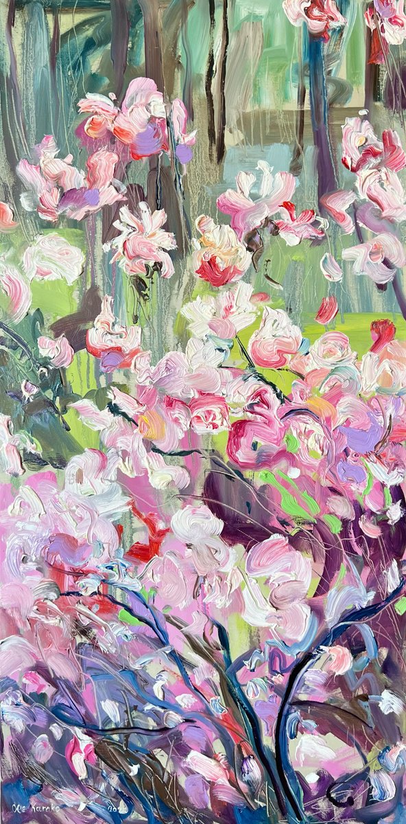 Pink Blooming 50x100cm by Ole Karako