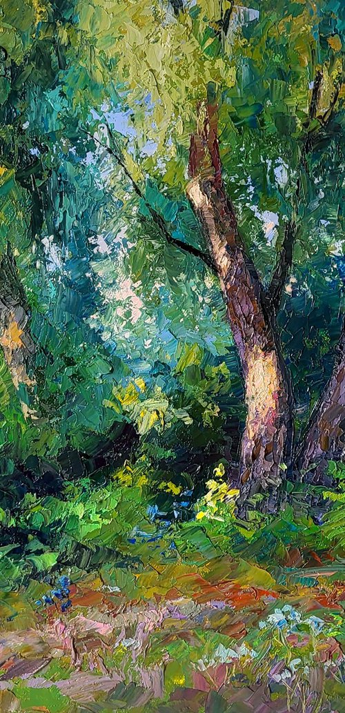 Willows in the summer forest by Boris Serdyuk