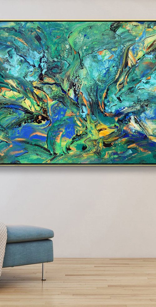 Tropical - extra large modern abstract painting art by Areti Ampi