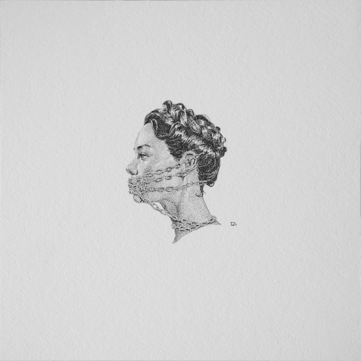 Photorealistic Ink Drawing , Chained Voice By Iana Cherepanska, 6 X 6, Artwork For Sale On Artfinder