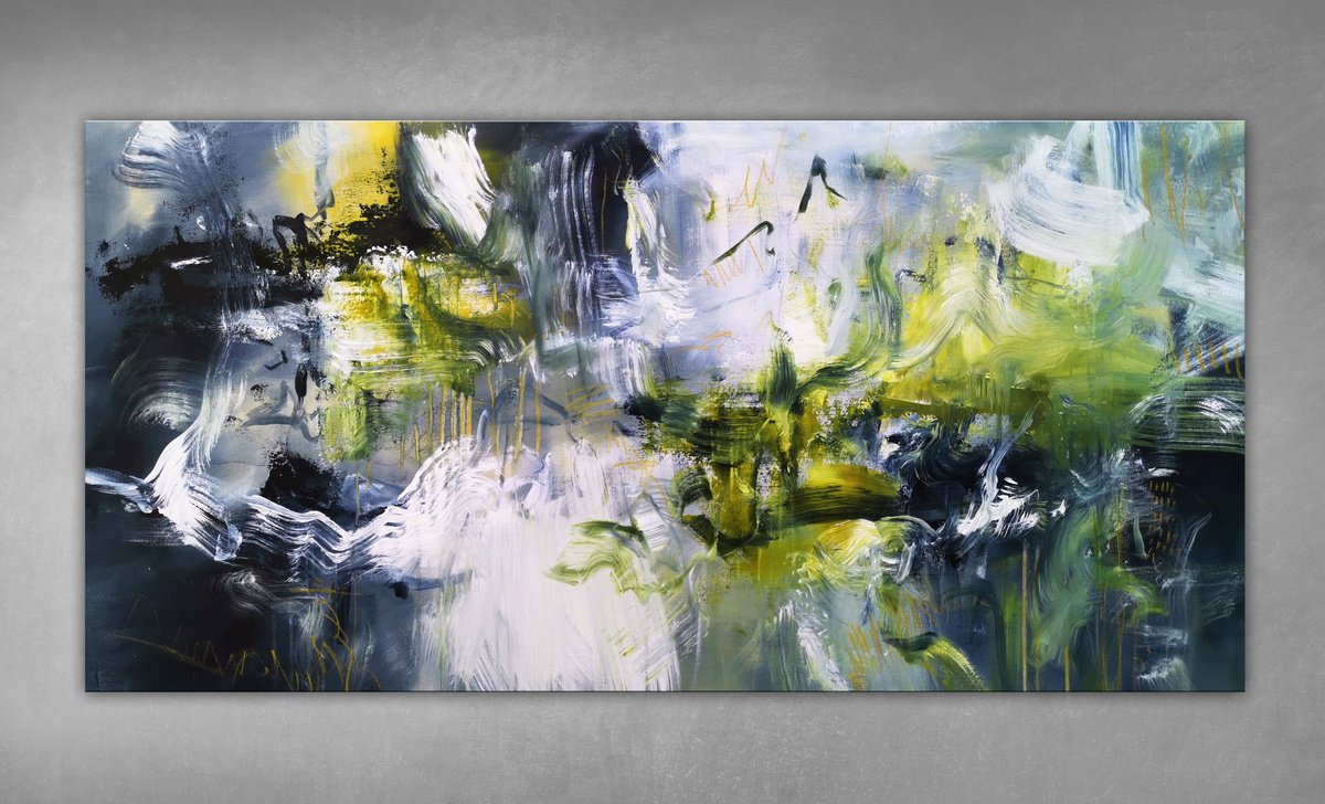Abstract Acrylic Painting By Andrada Anghel, 60 X 30, Waterfall I, Original Artwork